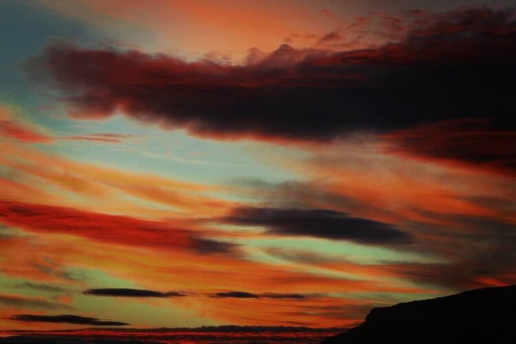 a bright orange striped sunset